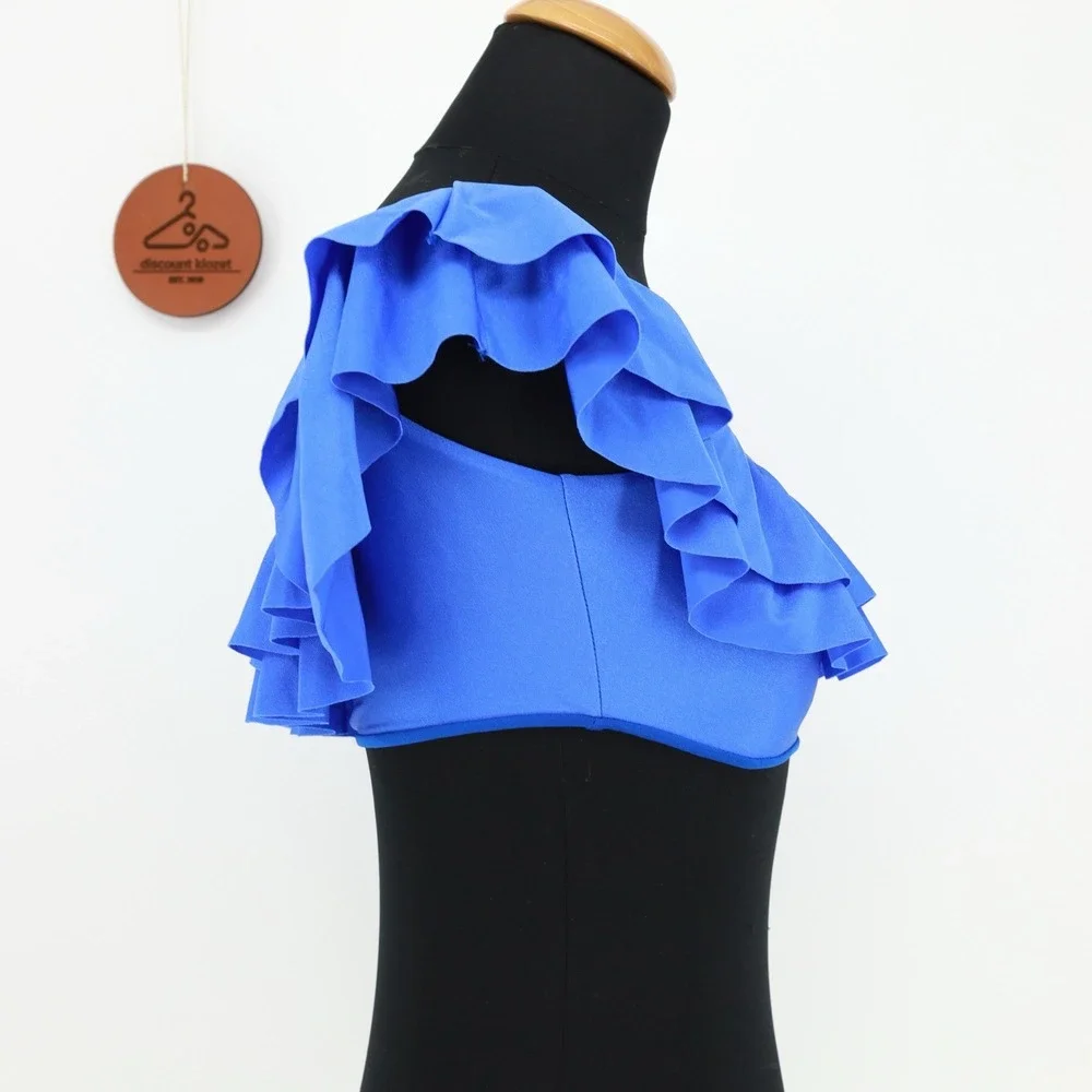 Lovers + Friends Oisin Ruffle Bikini Top in Ocean Blue Size‎ XS NWT Swimwear - Picture 3 of 6